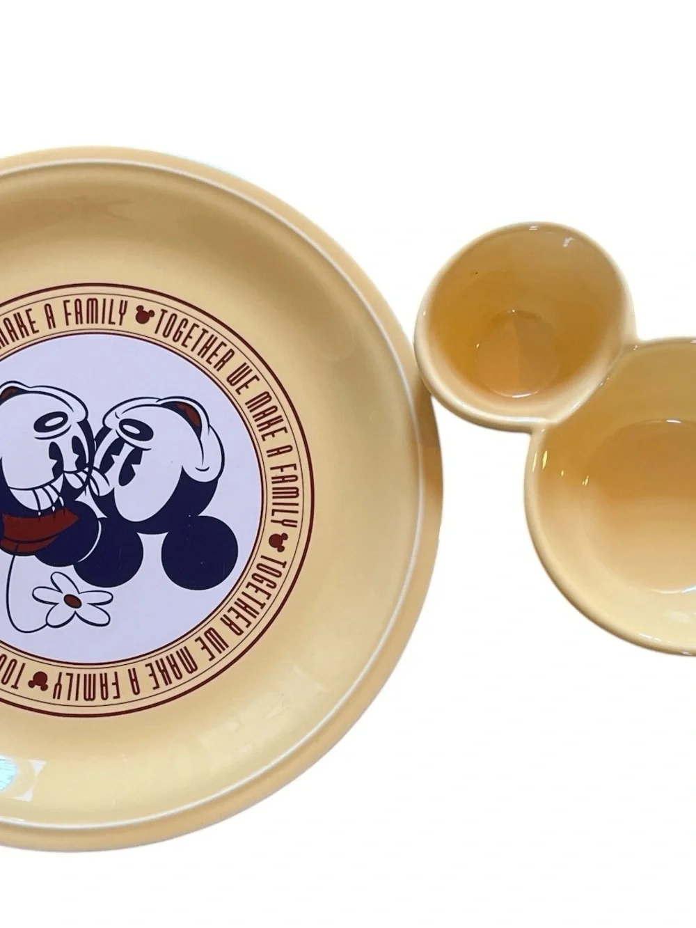 Disney Minnie & Mickey Ceramic Serving Plate & Bowl Snack Set - Yellow & Blue